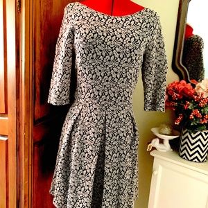 Black and white floral knit dress